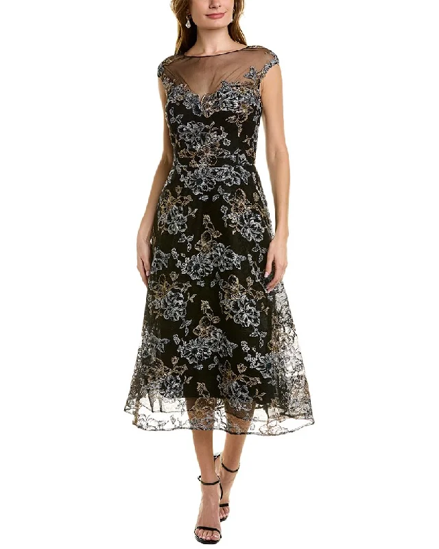 Warm Clothing Teri Jon by Rickie Freeman Metallic Jacquard Midi Dress