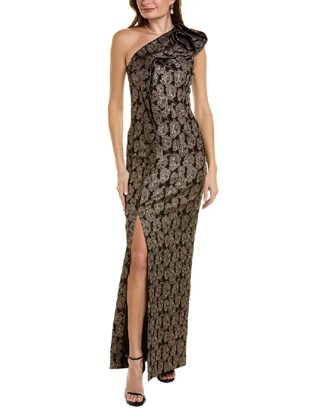 Elegant Fashion Teri Jon by Rickie Freeman One-Shoulder Gown