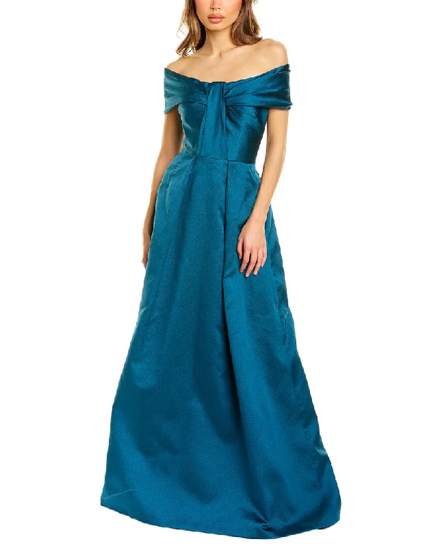 Personalized Contrast Design Teri Jon Off-The-Shoulder Gown
