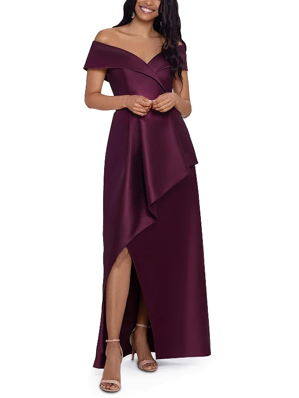 Sporty Look Womens Asymmetric Off The Shoulder Evening Dress