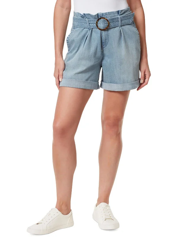 Cool Comfort Womens Belted Denim Denim Shorts