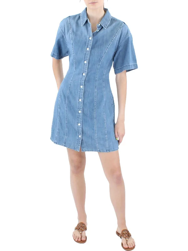 Romantic Skirt Style Womens Denim Mini Shirtdress