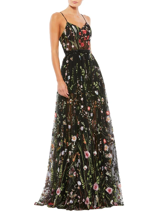 Trendy Comfort Womens Embroidered Embellished Evening Dress
