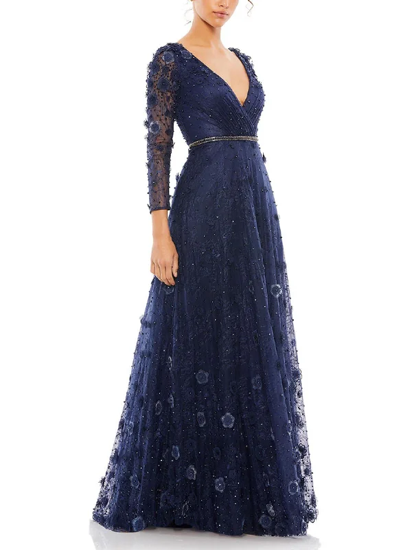 Easy Fashion Womens Floral Lace Evening Dress