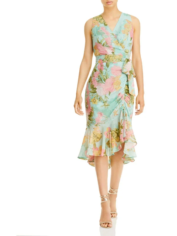 Trendy Clothing Womens Floral Midi Wrap Dress