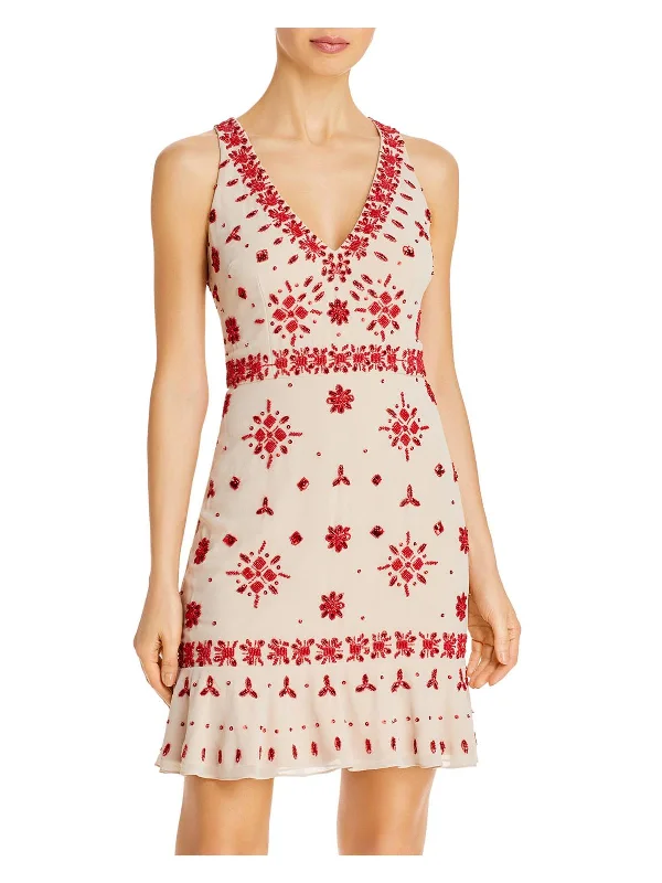 Budget-Friendly Looks Womens Halter Beaded Cocktail and Party Dress
