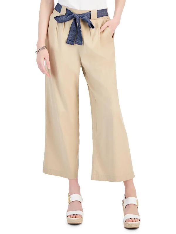 Cozy Daywear Womens High Rise Belted Wide Leg Pants