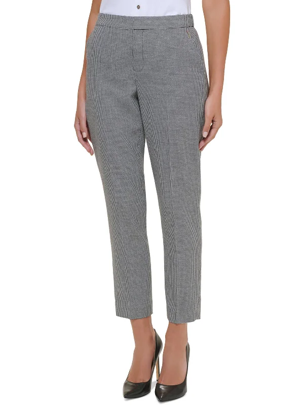 Soft Fabrics Womens High Rise Houndstooth Ankle Pants