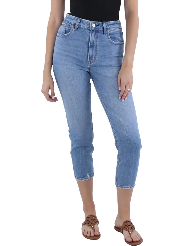 Fashion Comfort Womens High Rise Light Wash Mom Jeans