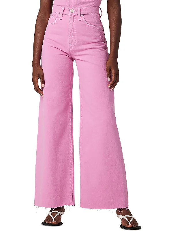 Budget-Friendly Looks Womens High Rise Raw Hem Wide Leg Jeans