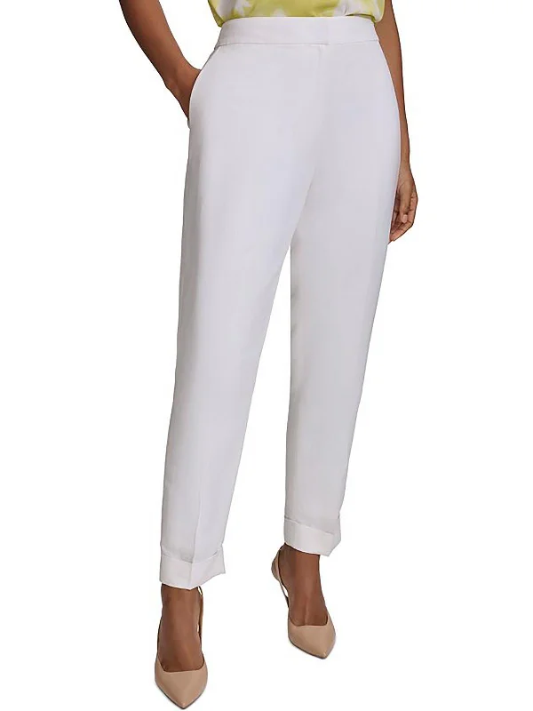 Cool Comforts Womens Linen Blend High-Rise Ankle Pants