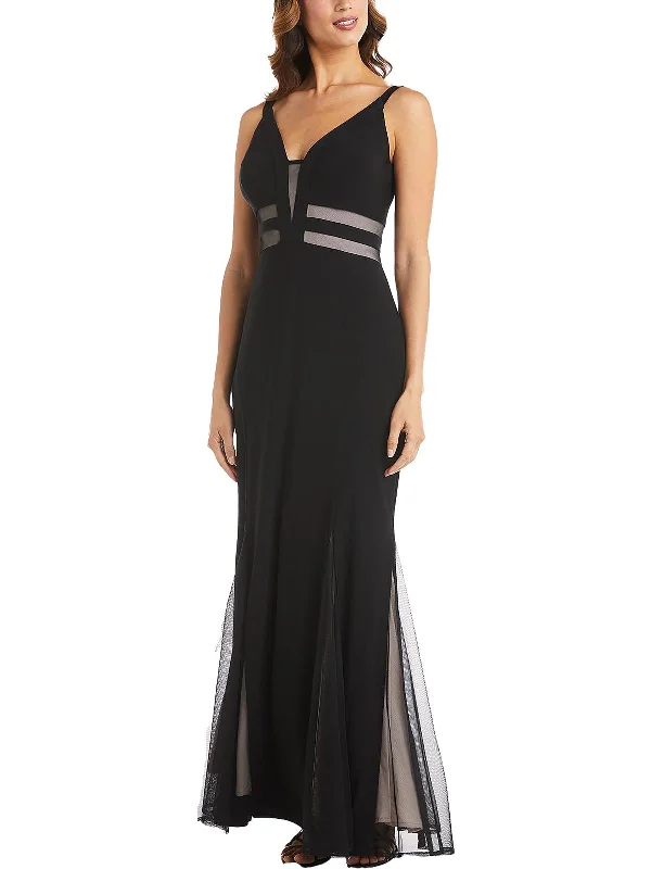 Affordable Looks Womens Mesh Inset Maxi Evening Dress