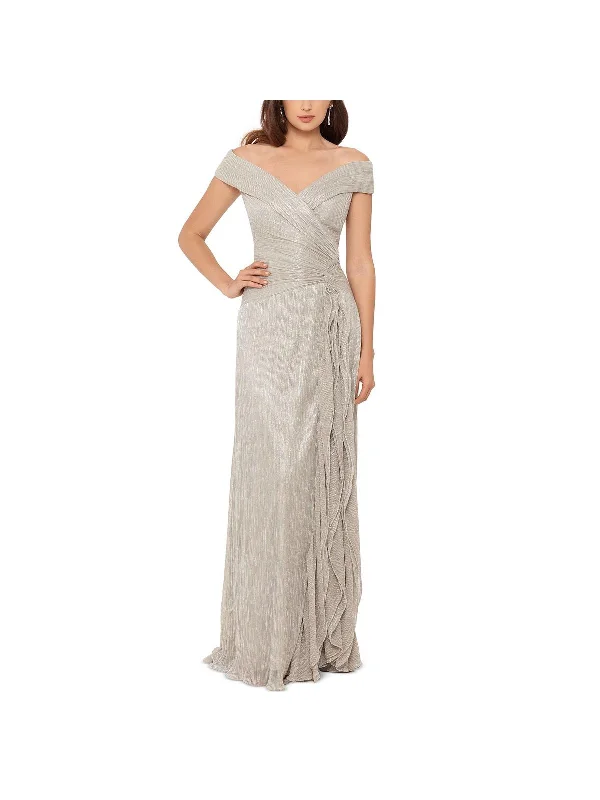 Warm Apparel Womens Metallic Maxi Evening Dress