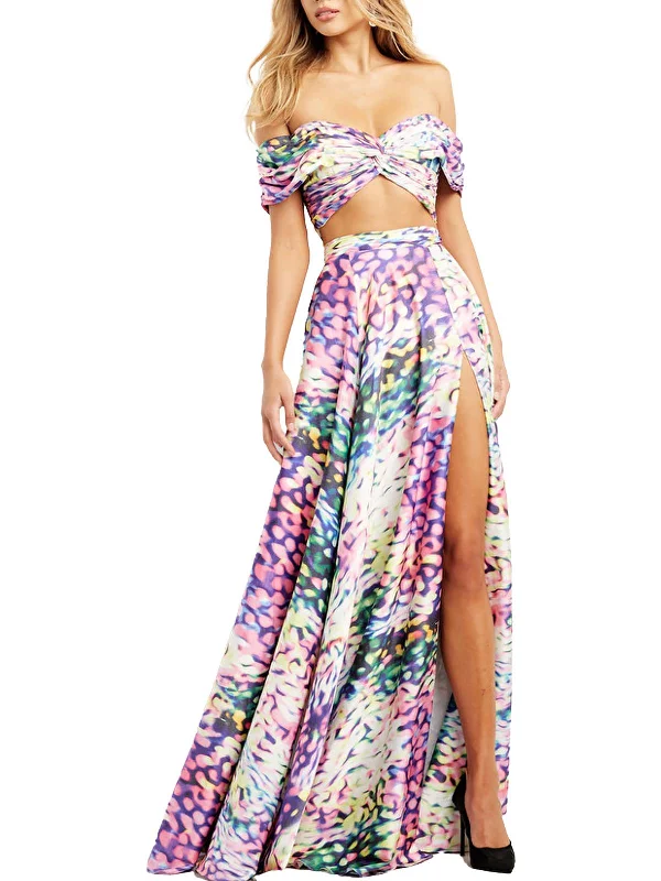 Cozy Pieces Womens Printed Long Two Piece Dress