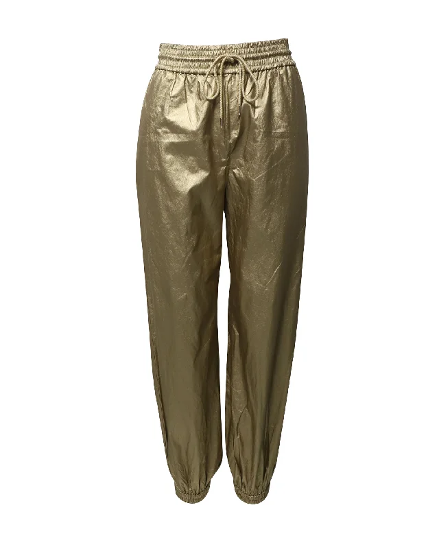 Romantic Tenderness Zimmermann Rhythmic Drawstring Pants in Gold Viscose