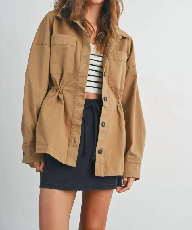 Distinctive Personality Aurora Fleece Lined Jacket In Khaki