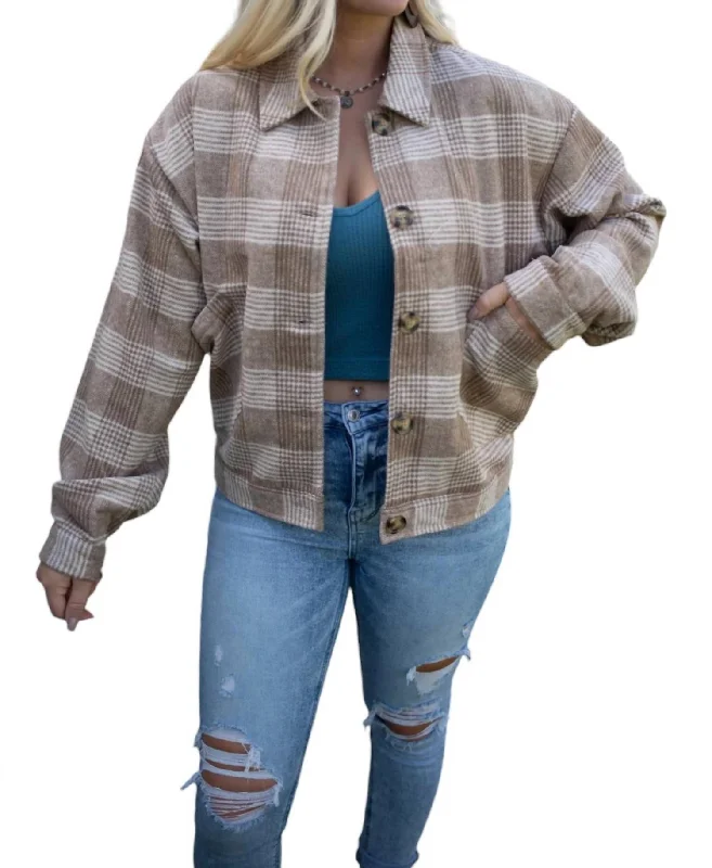 Comfortable Outfits Dean Flannel Shacket In Tan
