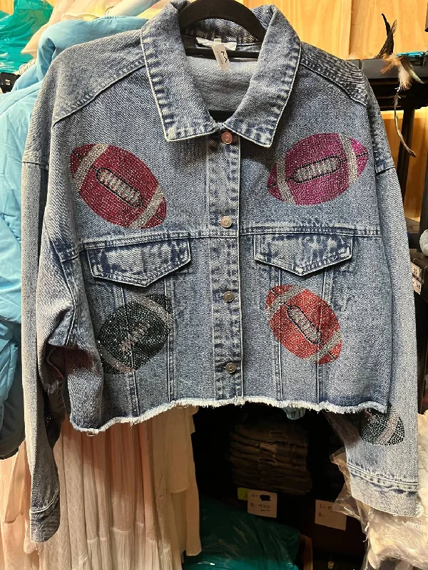 Classy Outfits Football Stone Washed Denim Jacket