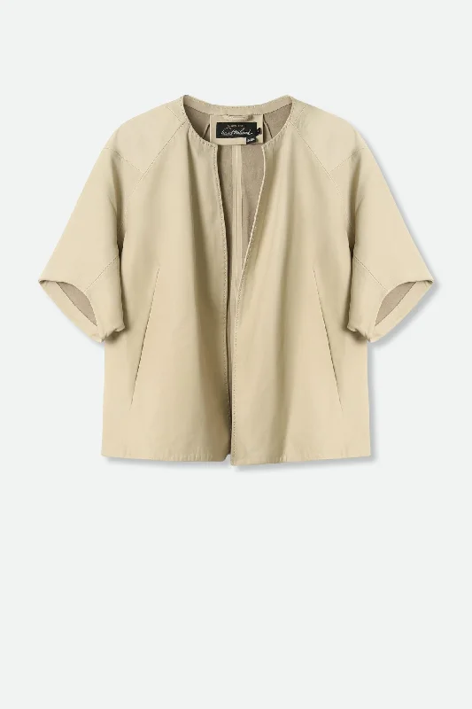 Romantic Dinner KIMI CROPPED KIMONO TIE JACKET IN ITALIAN LEATHER