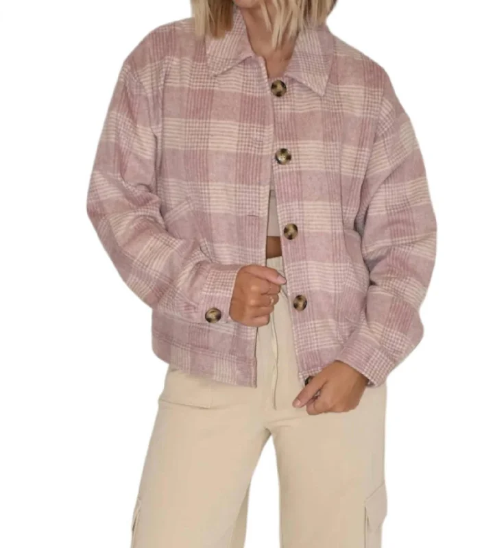 Stylish Wear Josie Flannel Shacket In Pink