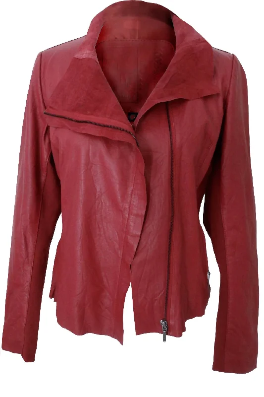 Functional Fashion Lene Leather Jacket In Cranberry