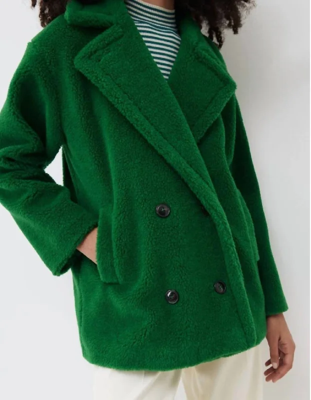 Casual Vibes Manolo Teddy Coat In Green