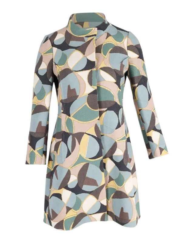 Cool Comfort Marni Patterned Coat in Multicolor Wool