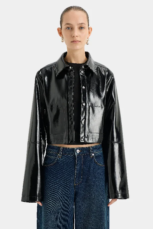 Chic Textures Midnight Crop Jacket