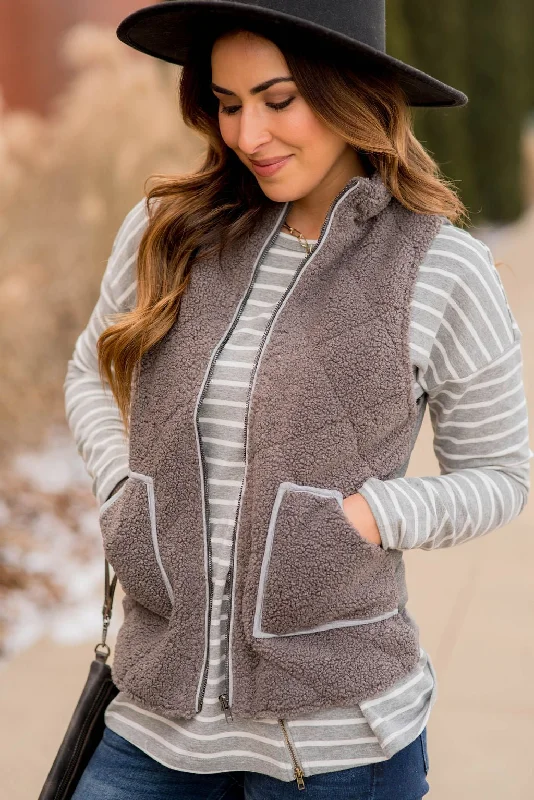 Classy Outfits Quilted Sherpa Vest