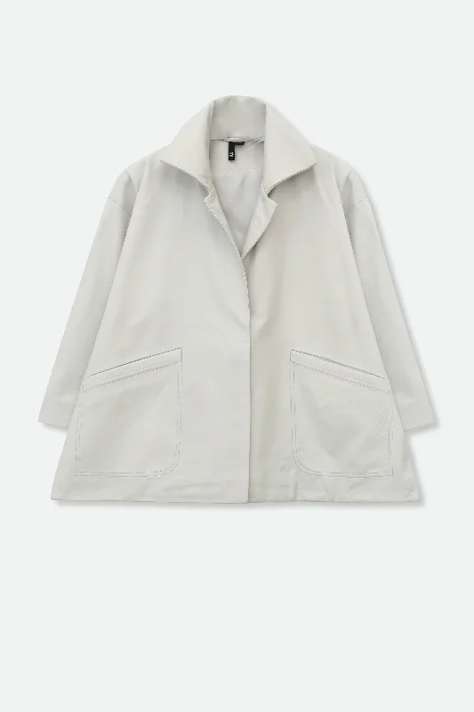 Stylish Comforts RIMINI LEATHER JACKET IN BONE BEIGE