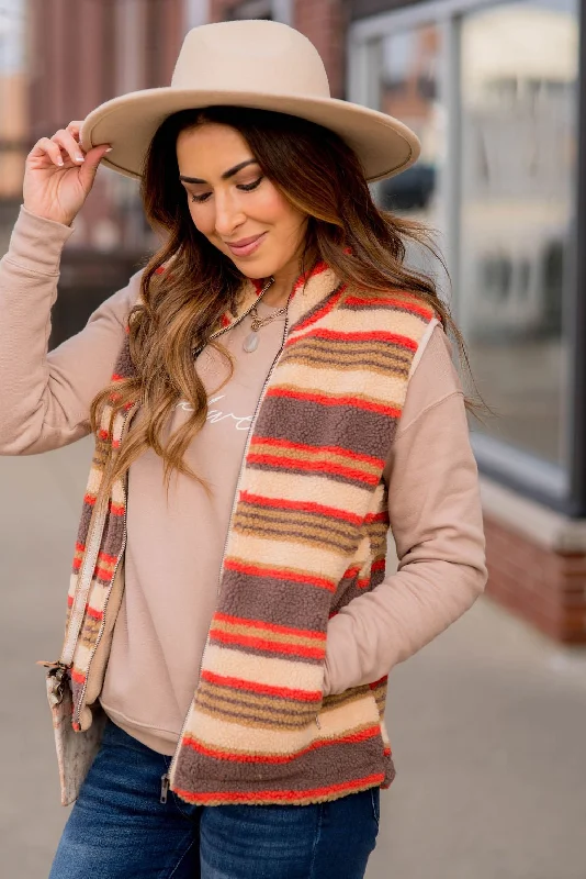 Cool Style Western Striped Sherpa Vest
