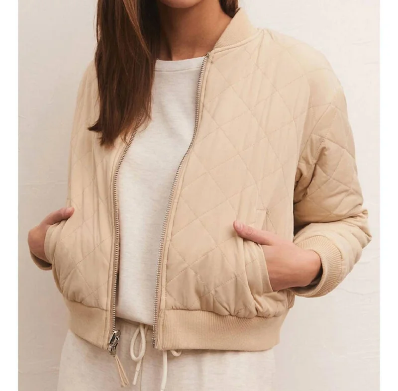 Bold Style Zariah Quilted Reversible Jacket In Birch