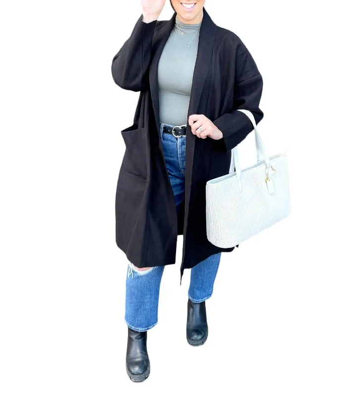 Casual Fashion Zinny Open Front Coat In Black
