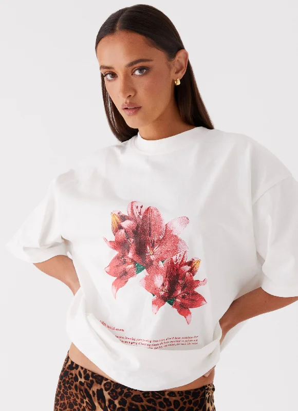 Fashion Comfort Born To Have Fun Oversized Graphic Tee - Tulip