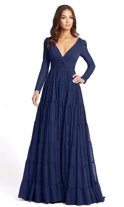 Personalized Printing Design Ieena Duggal - 55311 Long Sleeve Ruched A-Line Simple Prom Dress