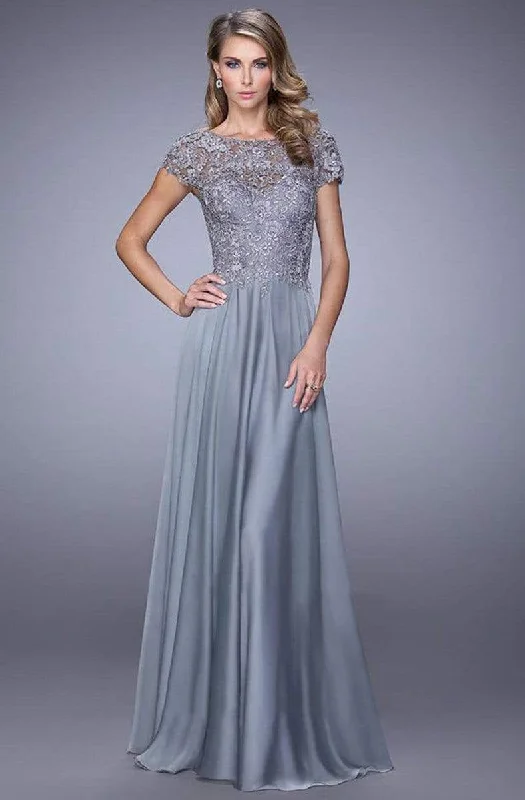 Comfy Fabrics La Femme - 21627 Illusion Lace Chiffon Gown