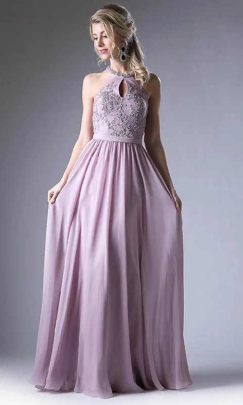 Fashion Layers Ladivine 1006 - Halter Keyhole Front Pleated A-line Dress