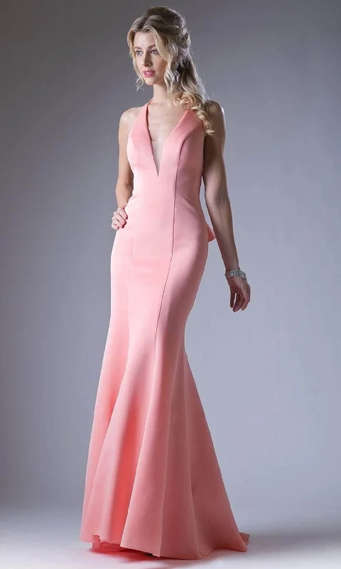 Affordable Chic Ladivine 11661 - Halter Ruffled Back Trumpet Gown