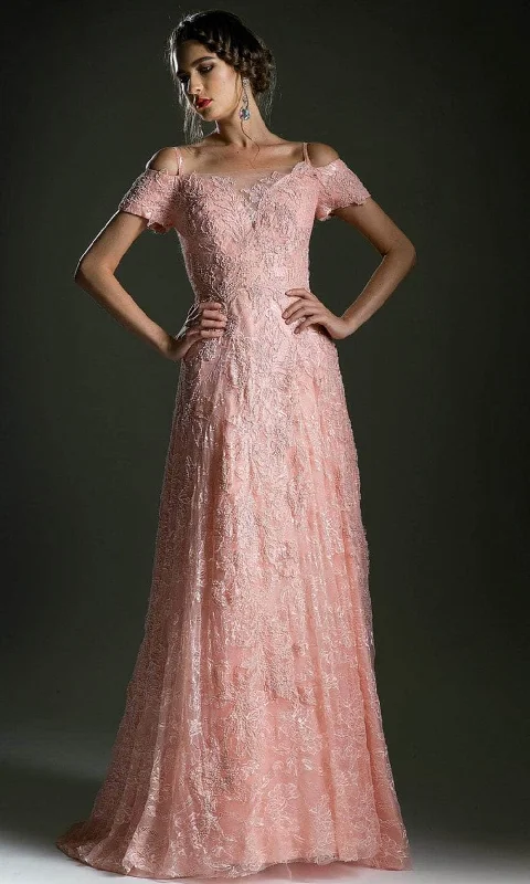 Chill Style Ladivine 5326 - Cut out Shoulder Floral Lace Gown