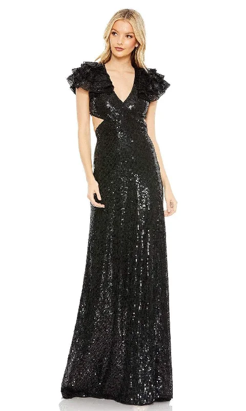 Classy Outfits Mac Duggal - 10829 Flutter Sleeve Cutout Sequin Gown