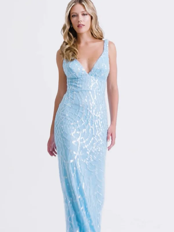 Personalized Printing Design Faviana V-Neck Open Back Prom Dress 11086